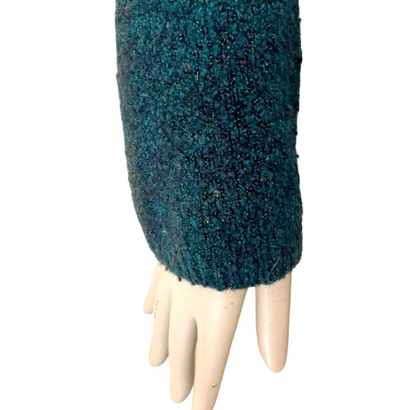 FREE PEOPLE Teal Blue Cable Knit Sweater Mock Neck Wool Blend Soft Size S - Picture 13 of 16
